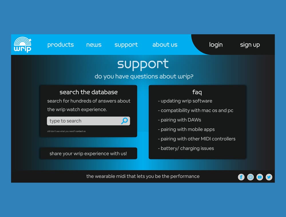 Website support page.