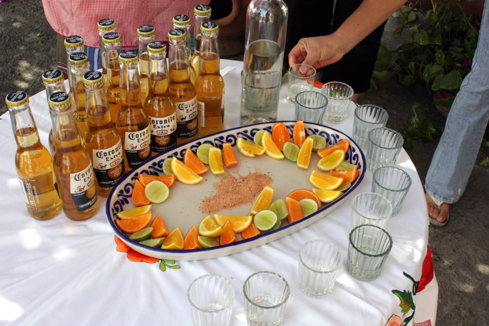 Mezcal poured for the table