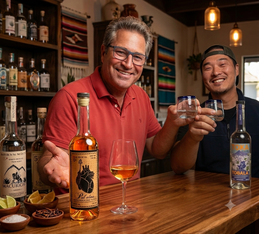 The mezcal tasting table